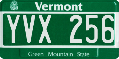 VT license plate YVX256