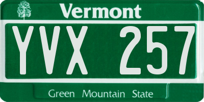 VT license plate YVX257