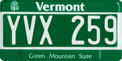 VT license plate YVX259