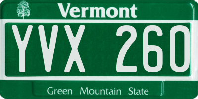 VT license plate YVX260