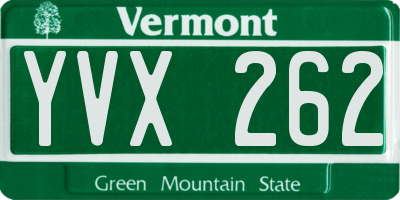VT license plate YVX262