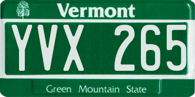 VT license plate YVX265