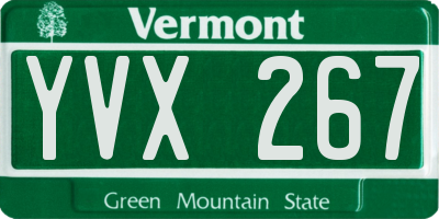 VT license plate YVX267