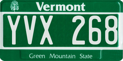 VT license plate YVX268