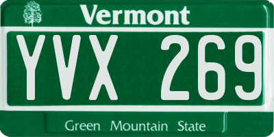 VT license plate YVX269