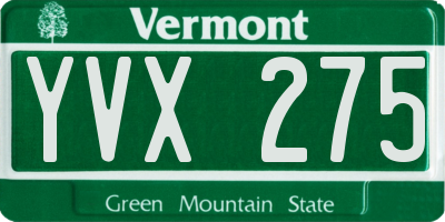 VT license plate YVX275