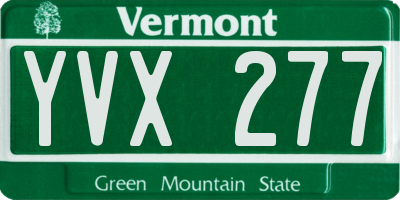 VT license plate YVX277