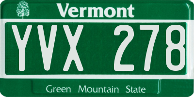 VT license plate YVX278