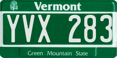 VT license plate YVX283