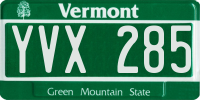VT license plate YVX285