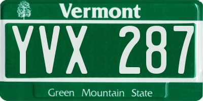 VT license plate YVX287