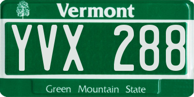 VT license plate YVX288