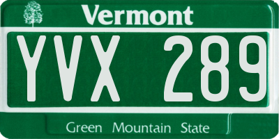 VT license plate YVX289