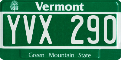 VT license plate YVX290