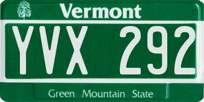 VT license plate YVX292