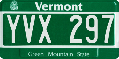 VT license plate YVX297