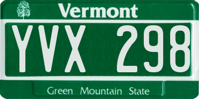 VT license plate YVX298