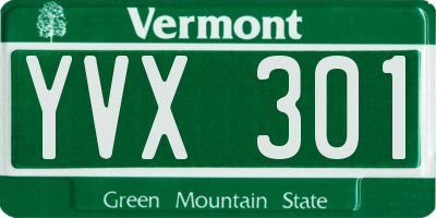VT license plate YVX301