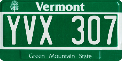 VT license plate YVX307