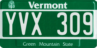 VT license plate YVX309