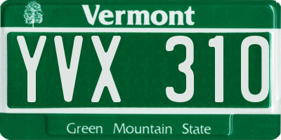 VT license plate YVX310