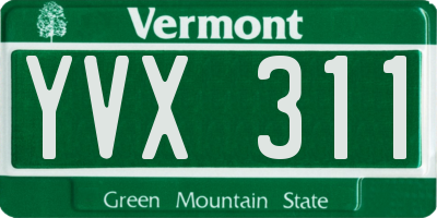 VT license plate YVX311