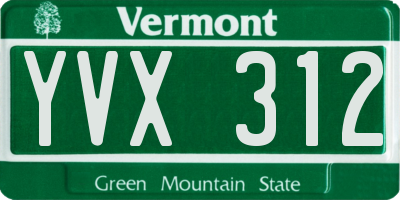 VT license plate YVX312