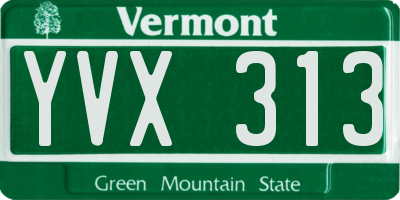 VT license plate YVX313