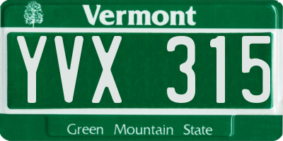 VT license plate YVX315