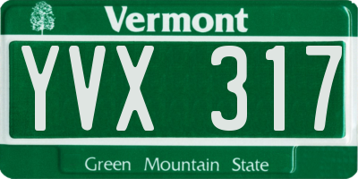 VT license plate YVX317
