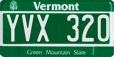 VT license plate YVX320