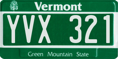 VT license plate YVX321
