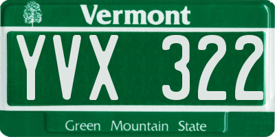 VT license plate YVX322