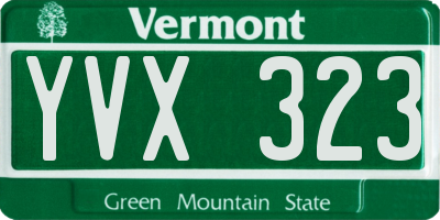 VT license plate YVX323