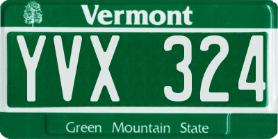 VT license plate YVX324