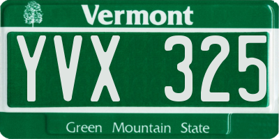 VT license plate YVX325