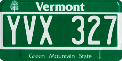 VT license plate YVX327