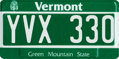 VT license plate YVX330