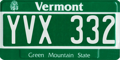 VT license plate YVX332