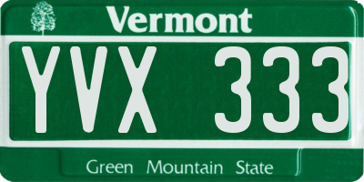 VT license plate YVX333