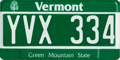 VT license plate YVX334