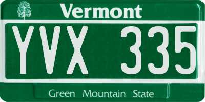 VT license plate YVX335
