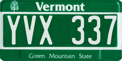 VT license plate YVX337