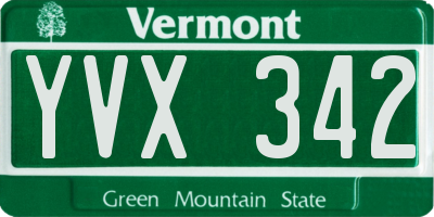 VT license plate YVX342