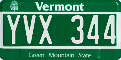 VT license plate YVX344