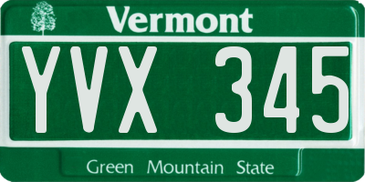 VT license plate YVX345