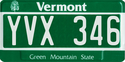 VT license plate YVX346