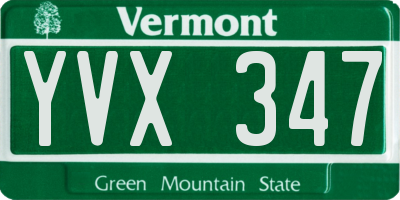 VT license plate YVX347