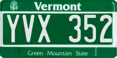VT license plate YVX352