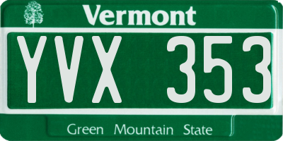 VT license plate YVX353